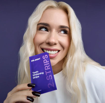 Dr Dent – Tiras Blanqueadoras Moradas para una Sonrisa Más Blanca 💜✨